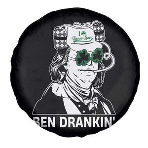 Funny St Patrick's Day Ben Dranking Spare Tire Cover Benjamin Franklin Retro Saint Paddy's Day TS02 Print Your Wear