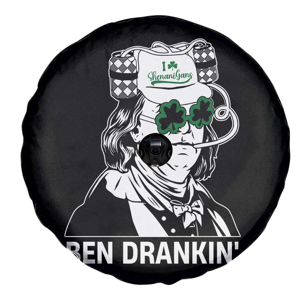 Funny St Patrick's Day Ben Dranking Spare Tire Cover Benjamin Franklin Retro Saint Paddy's Day TS02 Print Your Wear