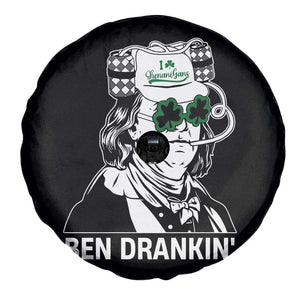 Funny St Patrick's Day Ben Dranking Spare Tire Cover Benjamin Franklin Retro Saint Paddy's Day TS02 Print Your Wear