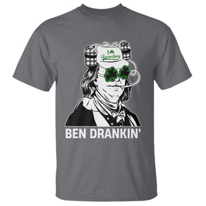 Funny St Patrick's Day Ben Dranking T Shirt Benjamin Franklin Retro Saint Paddy's Day TS02 Charcoal Print Your Wear