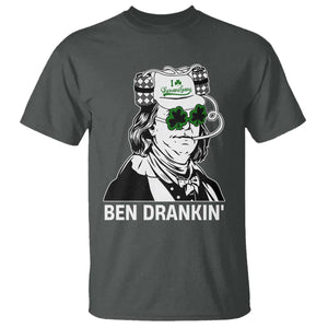 Funny St Patrick's Day Ben Dranking T Shirt Benjamin Franklin Retro Saint Paddy's Day TS02 Dark Heather Print Your Wear