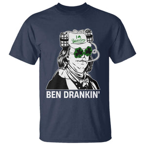 Funny St Patrick's Day Ben Dranking T Shirt Benjamin Franklin Retro Saint Paddy's Day TS02 Navy Print Your Wear