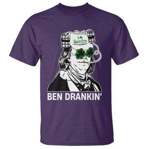 Funny St Patrick's Day Ben Dranking T Shirt Benjamin Franklin Retro Saint Paddy's Day TS02 Purple Print Your Wear