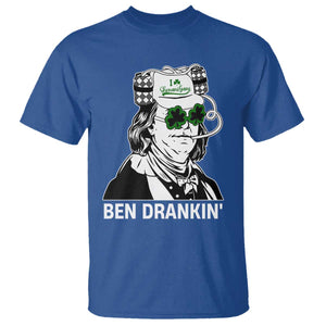 Funny St Patrick's Day Ben Dranking T Shirt Benjamin Franklin Retro Saint Paddy's Day TS02 Royal Blue Print Your Wear
