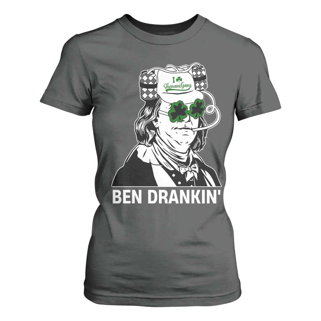 Funny St Patrick's Day Ben Dranking T Shirt For Women Benjamin Franklin Retro Saint Paddy's Day TS02 Dark Heather Print Your Wear
