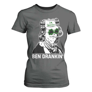 Funny St Patrick's Day Ben Dranking T Shirt For Women Benjamin Franklin Retro Saint Paddy's Day TS02 Dark Heather Print Your Wear