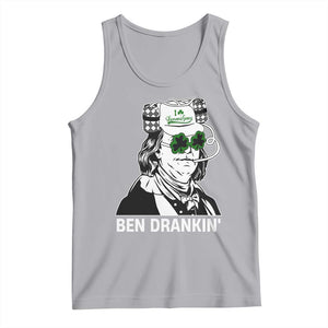 Funny St Patrick's Day Ben Dranking Tank Top Benjamin Franklin Retro Saint Paddy's Day TS02 Athletic Heather Print Your Wear