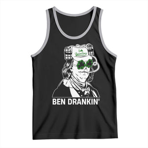 Funny St Patrick's Day Ben Dranking Tank Top Benjamin Franklin Retro Saint Paddy's Day TS02 Black Athletic Heather Print Your Wear