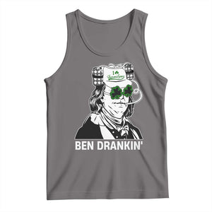 Funny St Patrick's Day Ben Dranking Tank Top Benjamin Franklin Retro Saint Paddy's Day TS02 Deep Heather Print Your Wear