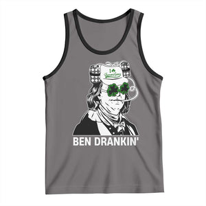 Funny St Patrick's Day Ben Dranking Tank Top Benjamin Franklin Retro Saint Paddy's Day TS02 Deep Heather Black Print Your Wear