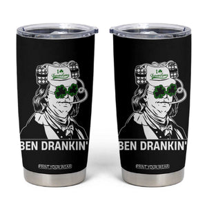 Funny St Patrick's Day Ben Dranking Tumbler Cup Benjamin Franklin Retro Saint Paddy's Day TS02 Black Print Your Wear