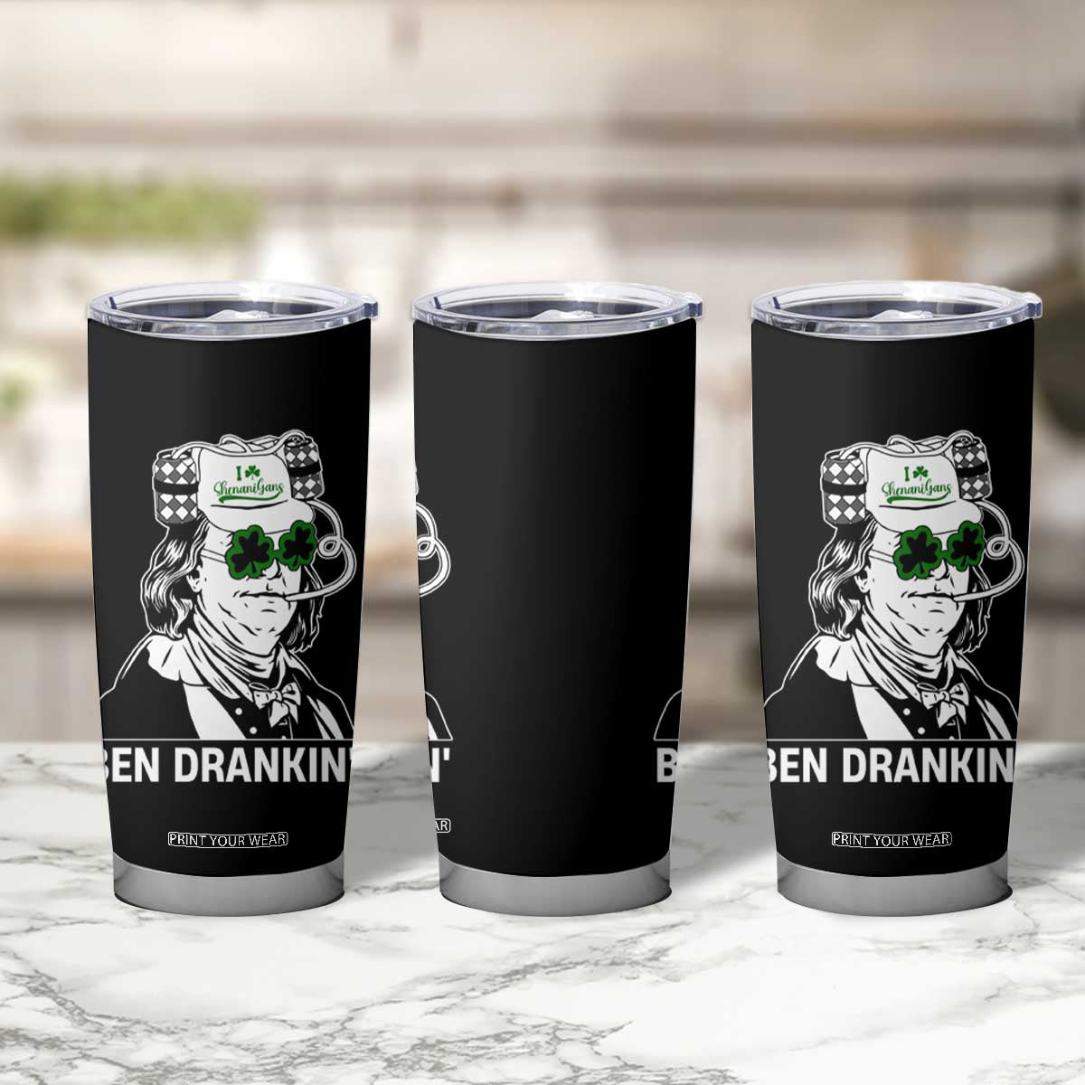 Funny St Patrick's Day Ben Dranking Tumbler Cup Benjamin Franklin Retro Saint Paddy's Day TS02 Print Your Wear