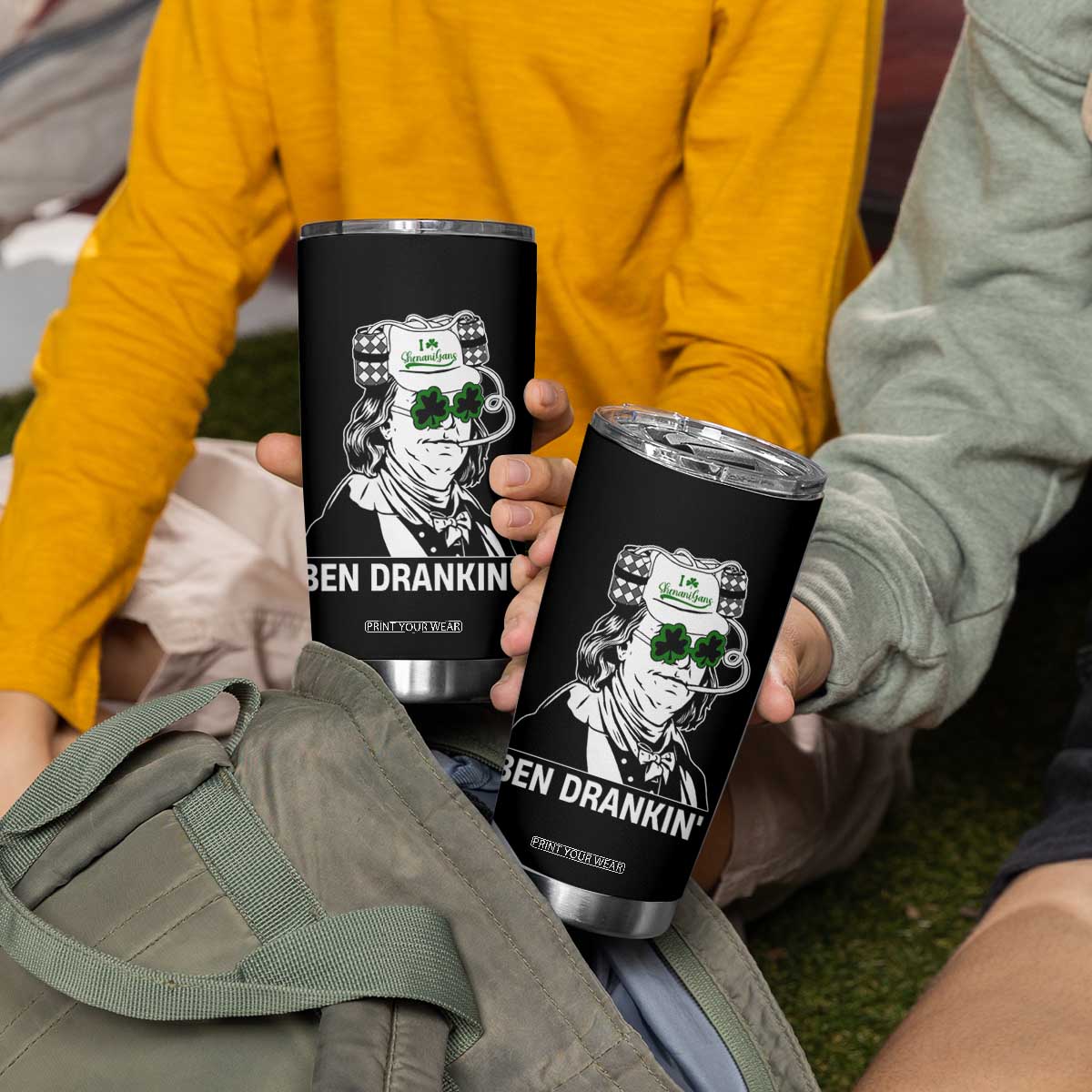 Funny St Patrick's Day Ben Dranking Tumbler Cup Benjamin Franklin Retro Saint Paddy's Day TS02 Print Your Wear