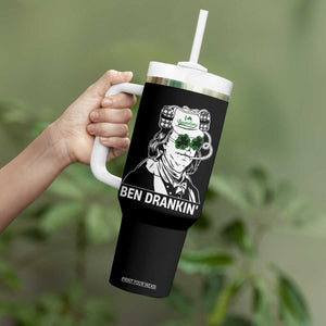 Funny St Patrick's Day Ben Dranking Tumbler With Handle Benjamin Franklin Retro Saint Paddy's Day TS02 Print Your Wear