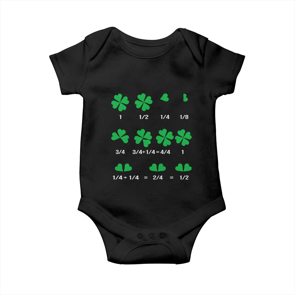 Funny Shamrock Fraction Baby Onesie St Patrick's Day Math Lover TS02 Black Print Your Wear