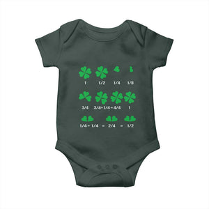 Funny Shamrock Fraction Baby Onesie St Patrick's Day Math Lover TS02 Dark Forest Green Print Your Wear