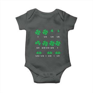 Funny Shamrock Fraction Baby Onesie St Patrick's Day Math Lover TS02 Dark Heather Print Your Wear