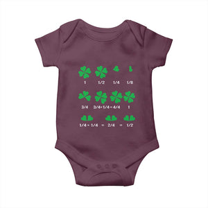 Funny Shamrock Fraction Baby Onesie St Patrick's Day Math Lover TS02 Maroon Print Your Wear