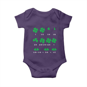 Funny Shamrock Fraction Baby Onesie St Patrick's Day Math Lover TS02 Purple Print Your Wear