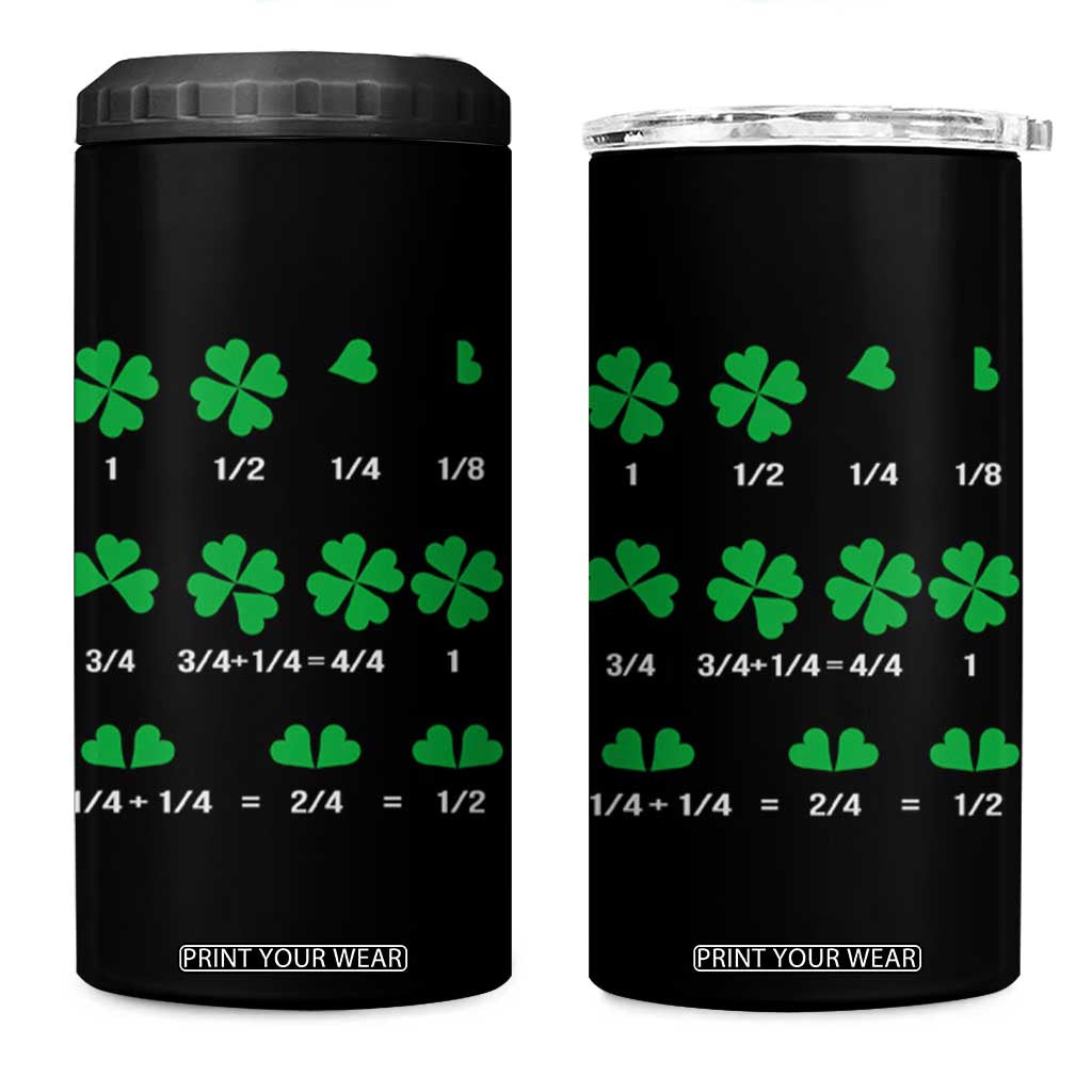 Funny Shamrock Fraction 4 in 1 Can Cooler Tumbler St Patrick's Day Math Lover TS02 One Size: 16 oz Black Print Your Wear