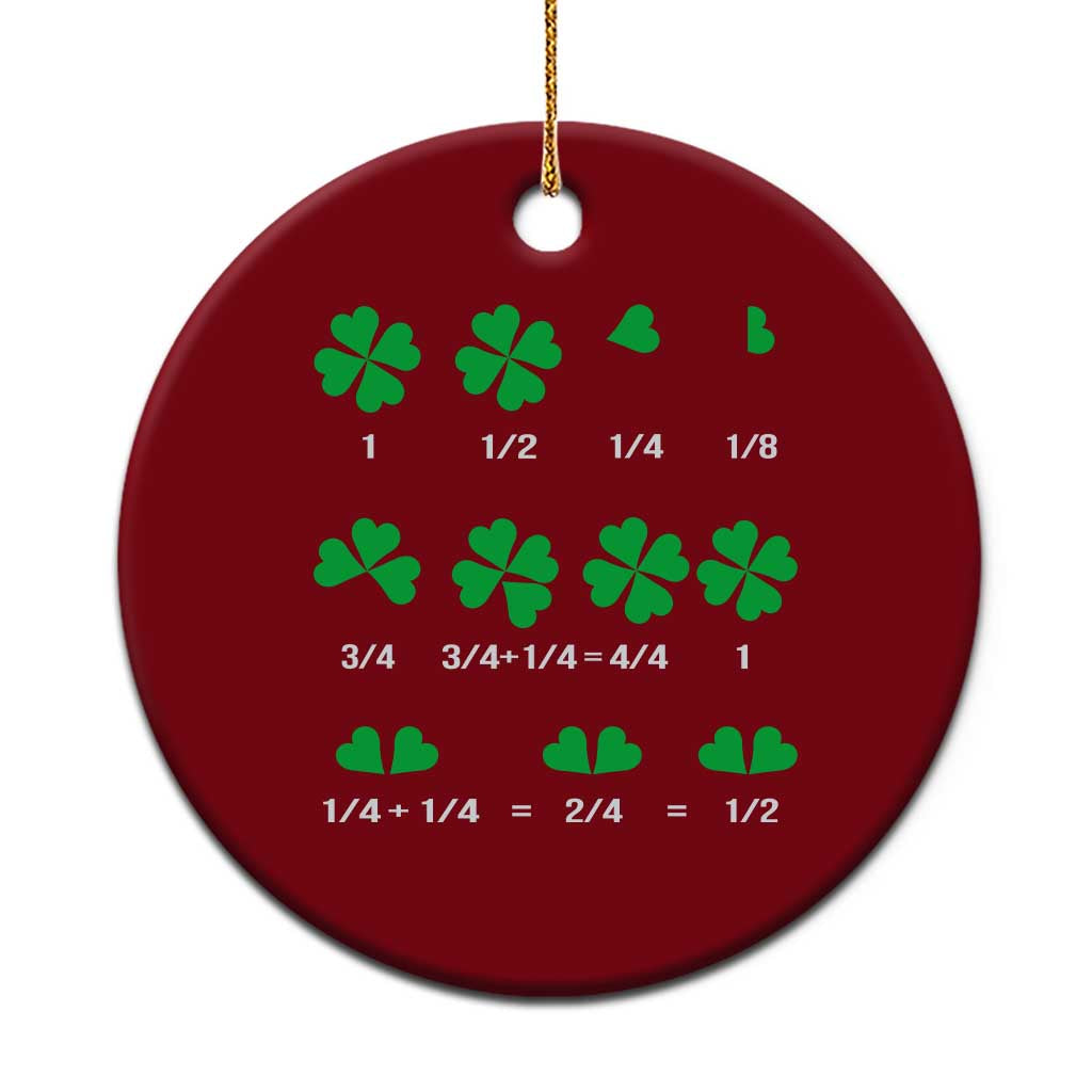 Funny Shamrock Fraction Ceramic Ornament St Patrick's Day Math Lover TS02 1pc Red Print Your Wear