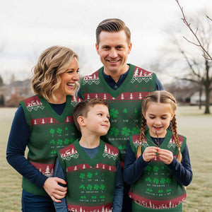 Funny Shamrock Fraction V-Neck Knit Sweater Vest St Patrick's Day Math Lover TS02 Red Green Print Your Wear