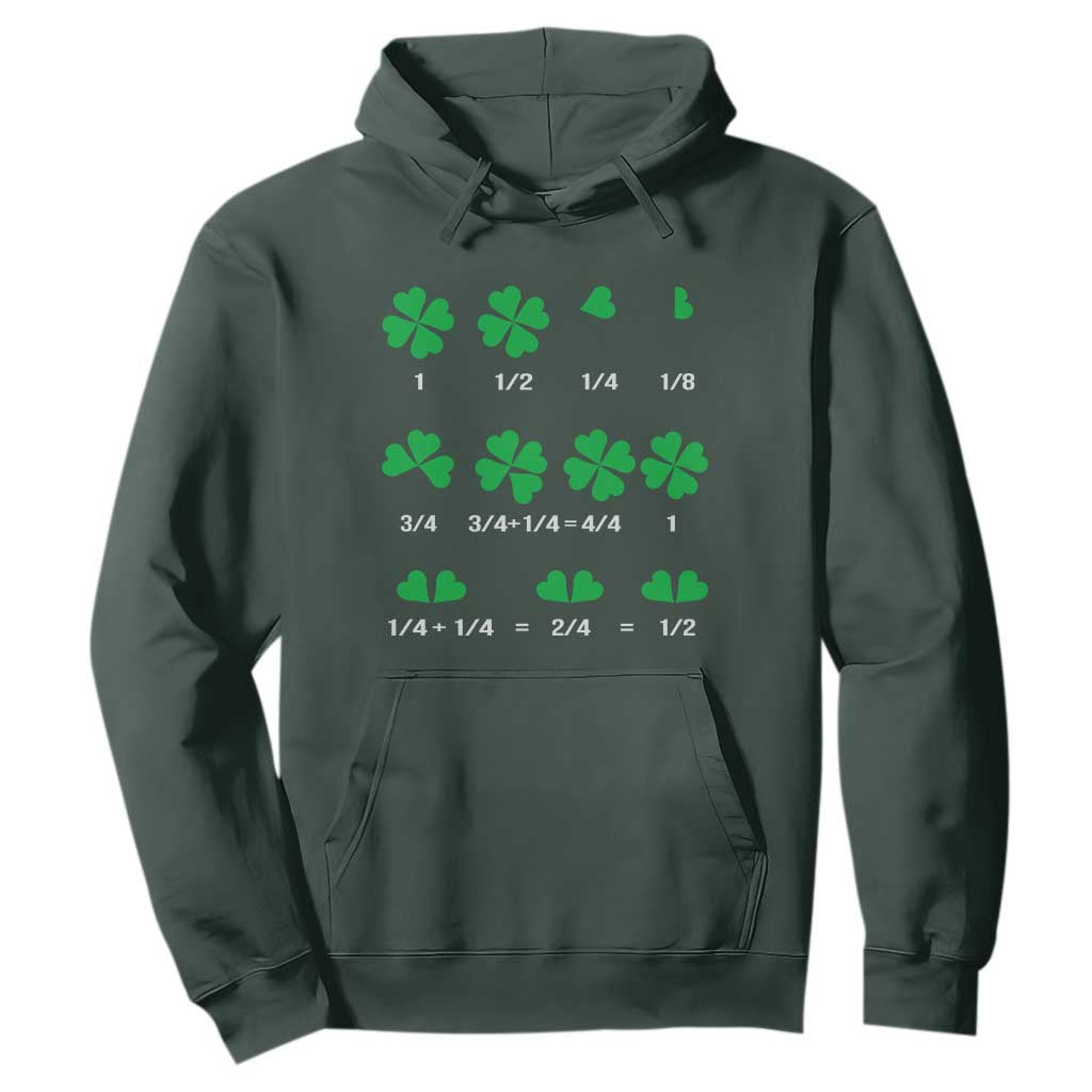 Funny Shamrock Fraction Hoodie St Patrick's Day Math Lover TS02 Dark Forest Green Print Your Wear