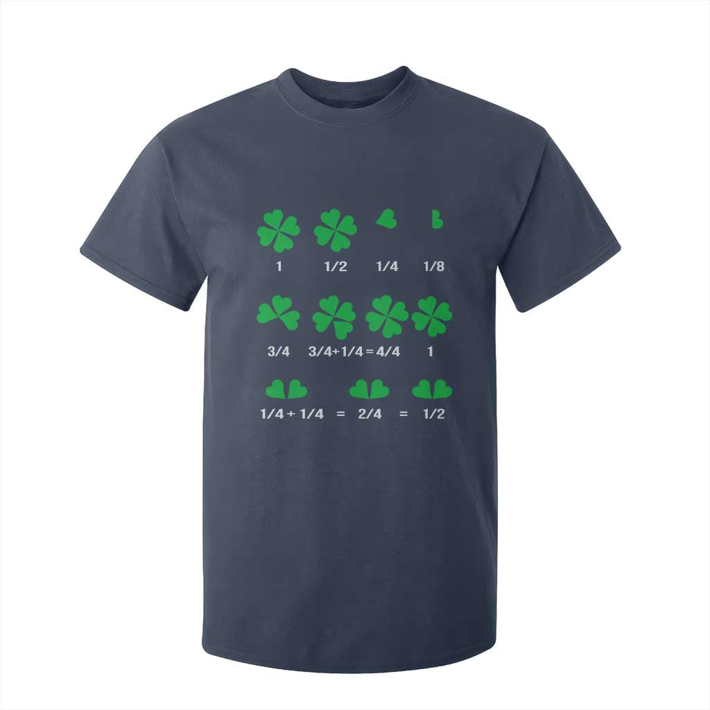 Funny Shamrock Fraction T Shirt For Kid St Patrick's Day Math Lover TS02 Navy Print Your Wear
