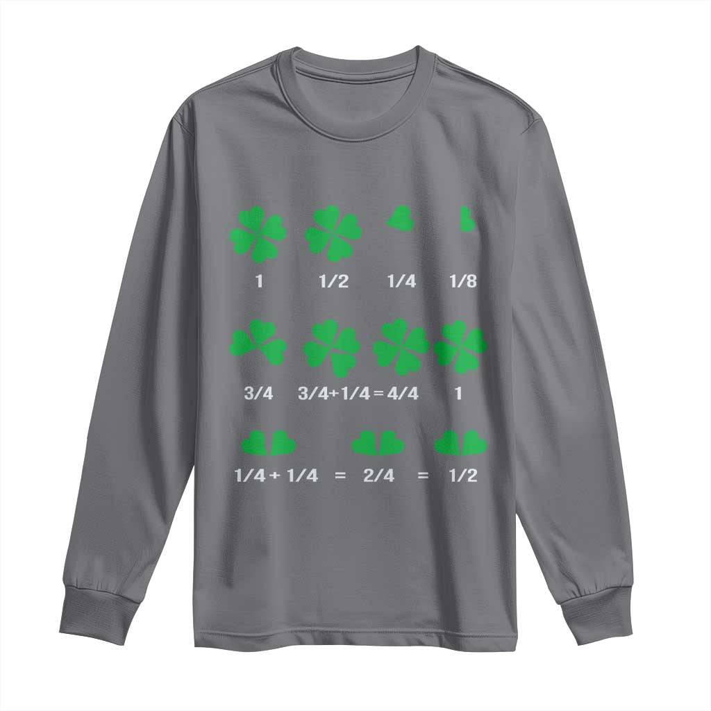 Funny Shamrock Fraction Long Sleeve Shirt St Patrick's Day Math Lover TS02 Charcoal Print Your Wear