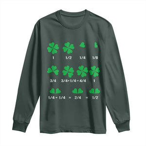 Funny Shamrock Fraction Long Sleeve Shirt St Patrick's Day Math Lover TS02 Dark Forest Green Print Your Wear