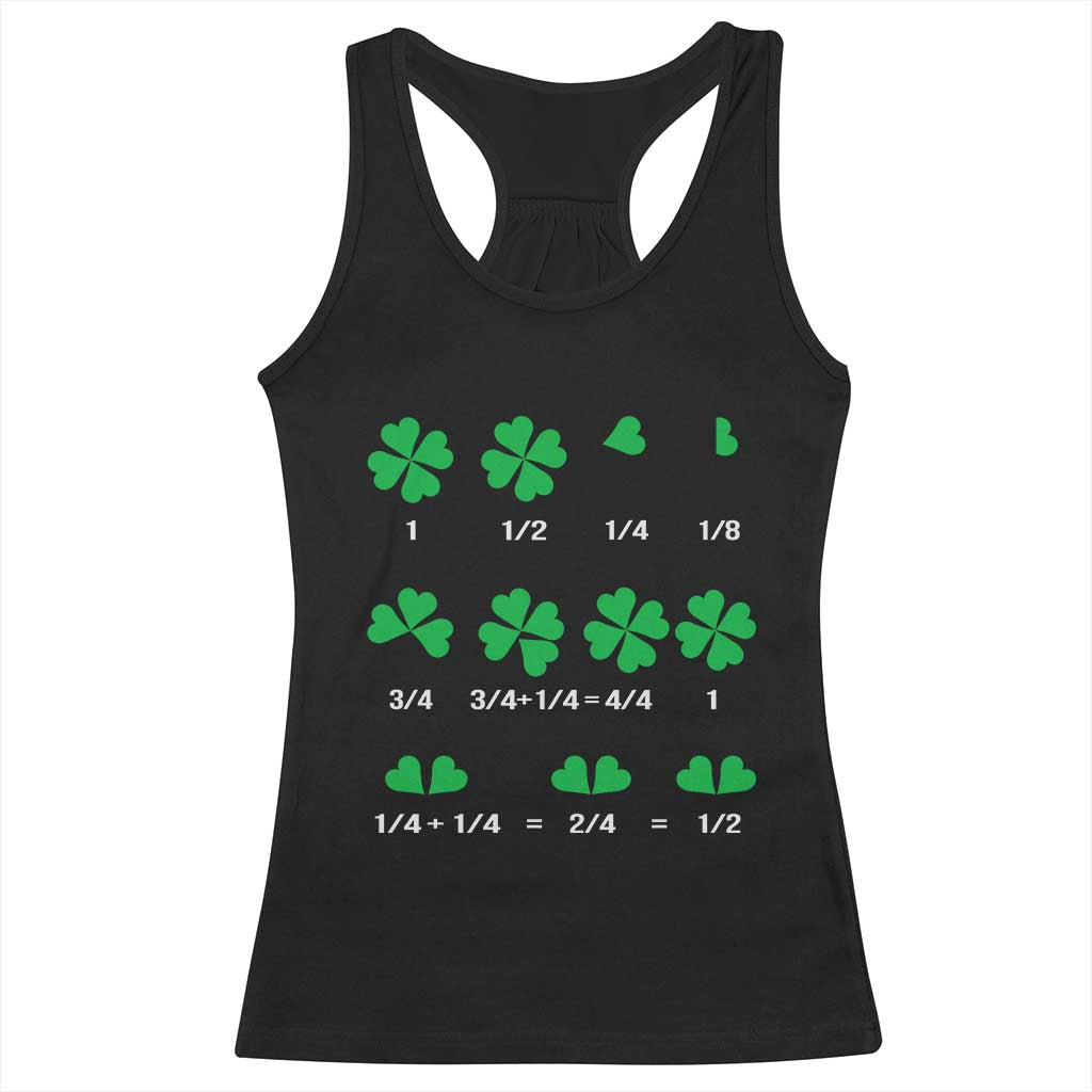 Funny Shamrock Fraction Racerback Tank Top St Patrick's Day Math Lover TS02 Black Print Your Wear