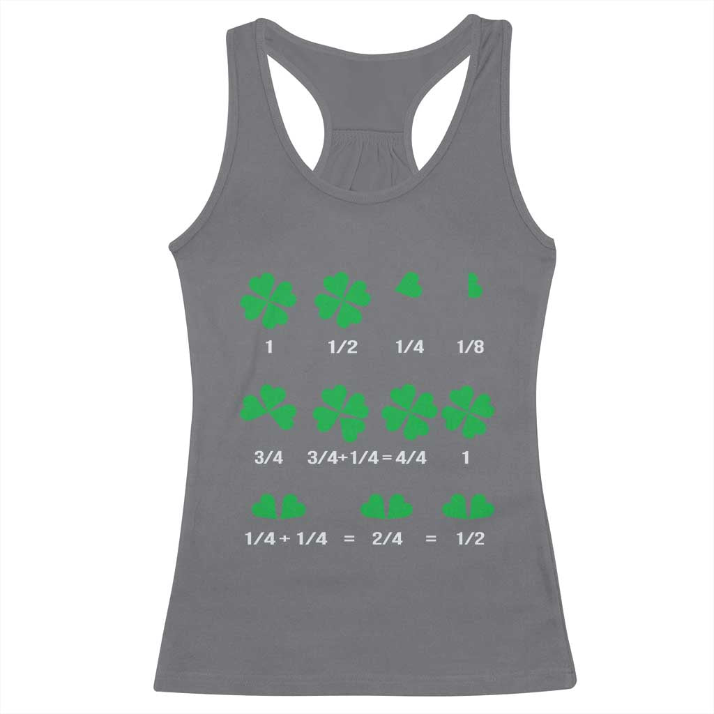 Funny Shamrock Fraction Racerback Tank Top St Patrick's Day Math Lover TS02 Charcoal Print Your Wear