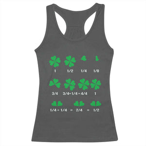 Funny Shamrock Fraction Racerback Tank Top St Patrick's Day Math Lover TS02 Dark Heather Print Your Wear