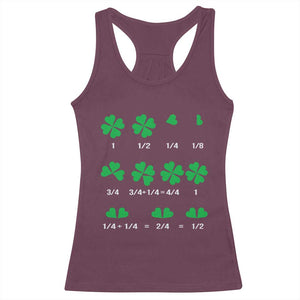 Funny Shamrock Fraction Racerback Tank Top St Patrick's Day Math Lover TS02 Maroon Print Your Wear