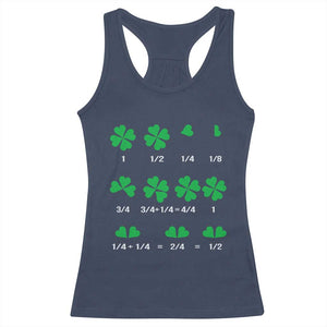 Funny Shamrock Fraction Racerback Tank Top St Patrick's Day Math Lover TS02 Navy Print Your Wear