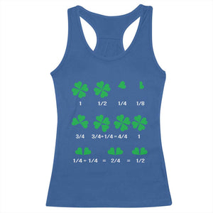 Funny Shamrock Fraction Racerback Tank Top St Patrick's Day Math Lover TS02 Royal Blue Print Your Wear