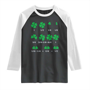 Funny Shamrock Fraction Raglan Shirt St Patrick's Day Math Lover TS02 Black White Print Your Wear