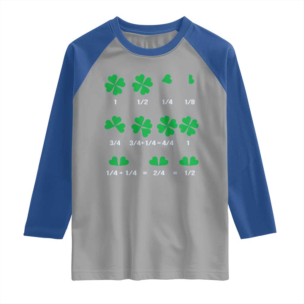 Funny Shamrock Fraction Raglan Shirt St Patrick's Day Math Lover TS02 Sport Gray Royal Print Your Wear