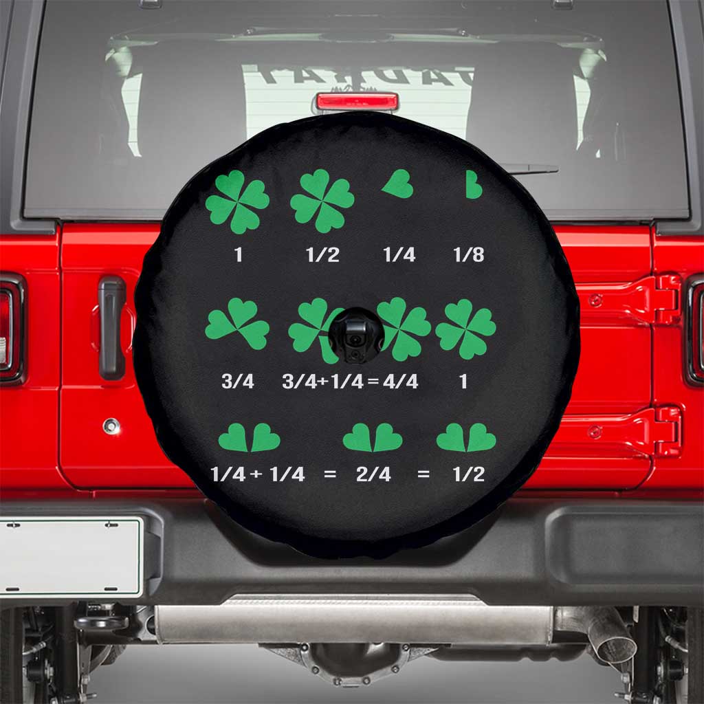 Funny Shamrock Fraction Spare Tire Cover St Patrick's Day Math Lover TS02 Black Print Your Wear