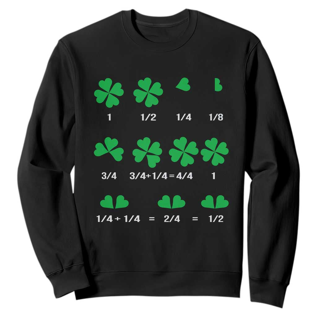 Funny Shamrock Fraction Sweatshirt St Patrick's Day Math Lover TS02 Black Print Your Wear