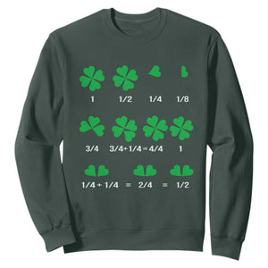 Funny Shamrock Fraction Sweatshirt St Patrick's Day Math Lover TS02 Dark Forest Green Print Your Wear