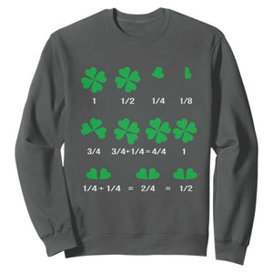 Funny Shamrock Fraction Sweatshirt St Patrick's Day Math Lover TS02 Dark Heather Print Your Wear