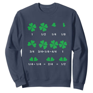 Funny Shamrock Fraction Sweatshirt St Patrick's Day Math Lover TS02 Navy Print Your Wear