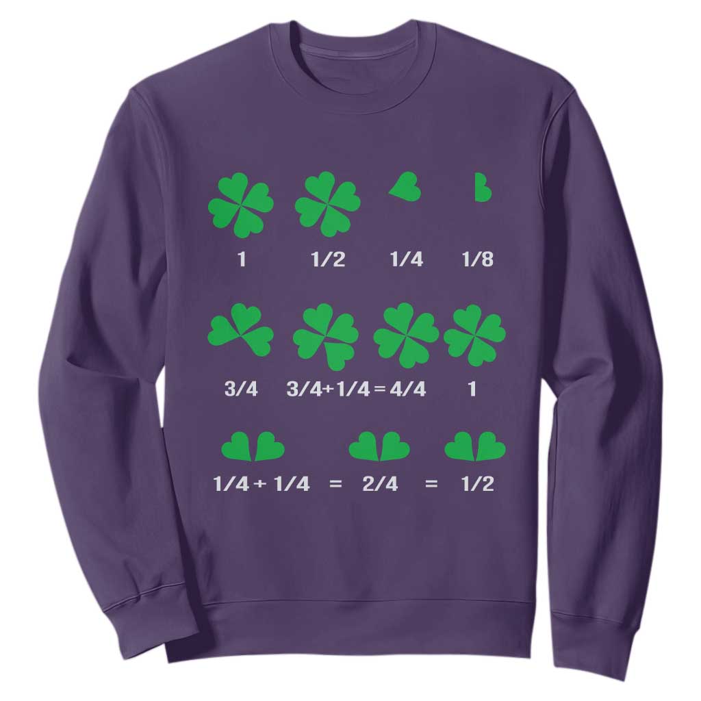 Funny Shamrock Fraction Sweatshirt St Patrick's Day Math Lover TS02 Purple Print Your Wear