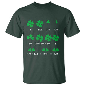 Funny Shamrock Fraction T Shirt St Patrick's Day Math Lover TS02 Dark Forest Green Print Your Wear