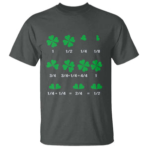 Funny Shamrock Fraction T Shirt St Patrick's Day Math Lover TS02 Dark Heather Print Your Wear