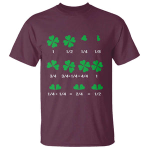 Funny Shamrock Fraction T Shirt St Patrick's Day Math Lover TS02 Maroon Print Your Wear
