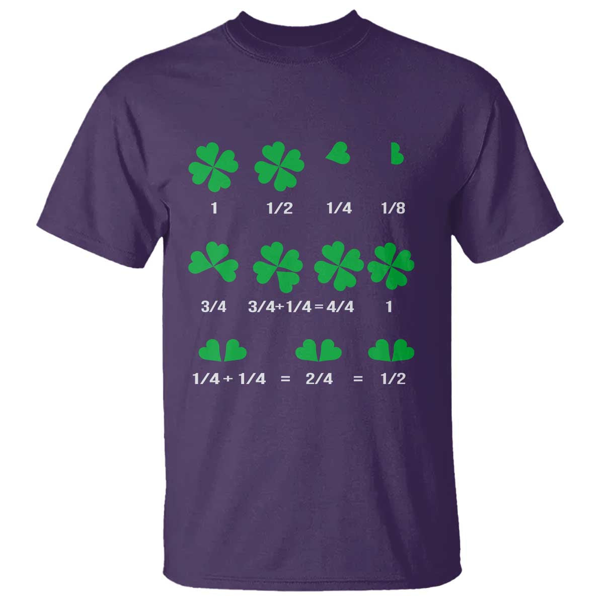 Funny Shamrock Fraction T Shirt St Patrick's Day Math Lover TS02 Purple Print Your Wear