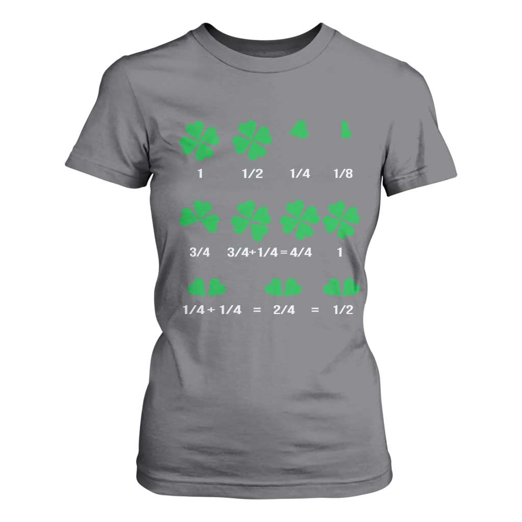 Funny Shamrock Fraction T Shirt For Women St Patrick's Day Math Lover TS02 Charcoal Print Your Wear