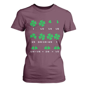 Funny Shamrock Fraction T Shirt For Women St Patrick's Day Math Lover TS02 Maroon Print Your Wear